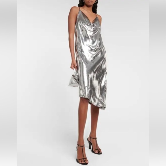 Petar Petrov Molten Silver Velvet Slip Dress - NWT, size M-L - Picture 6 of 9